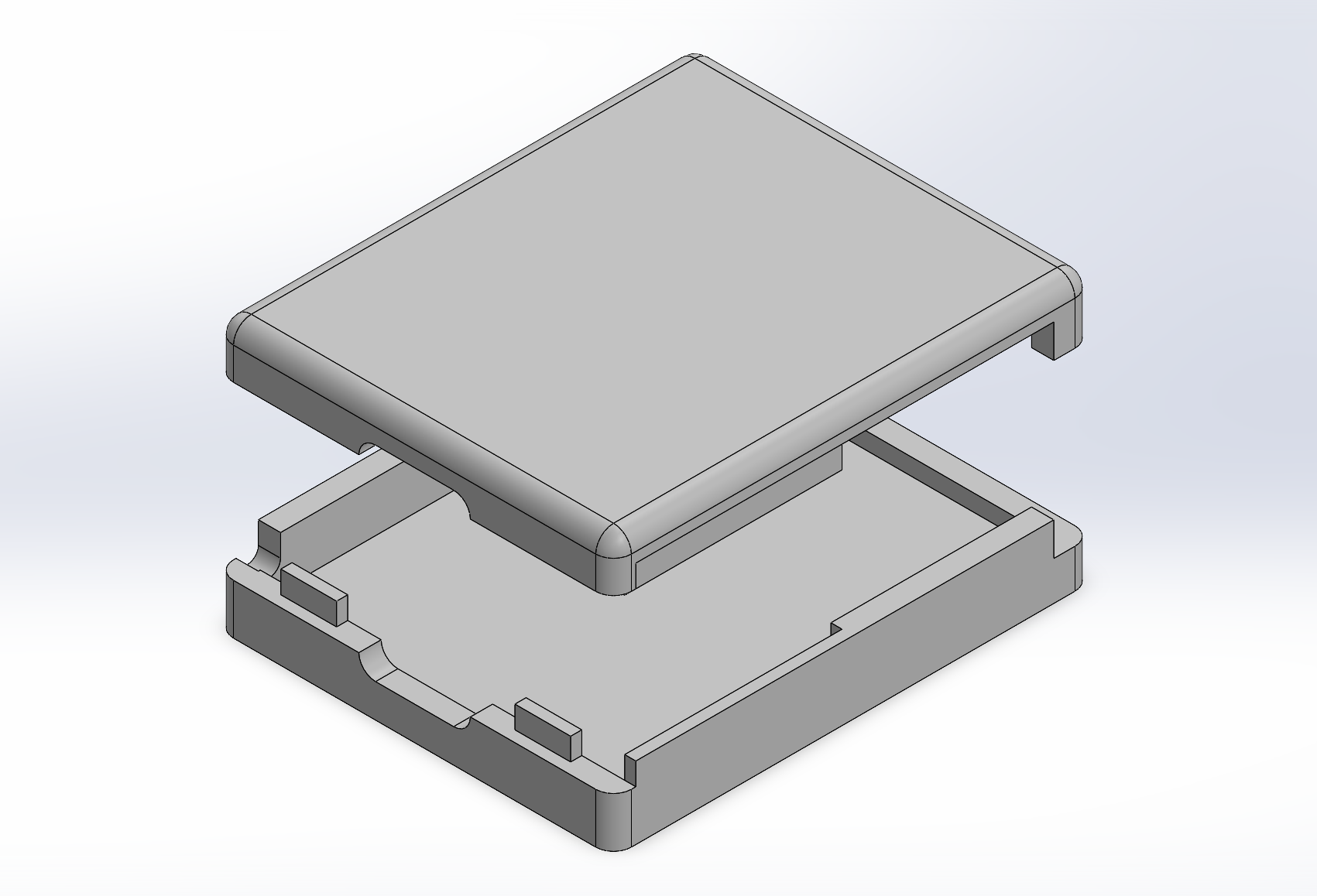 SolidWorks exploded view of the two-part snap-fit ESP presence sensor enclosure