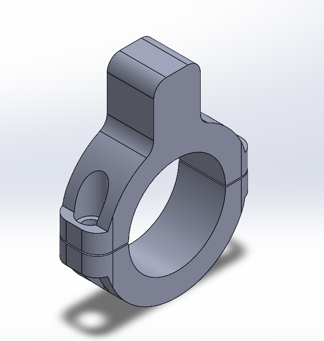 SolidWorks model of the split clamp with sensor mounting lug