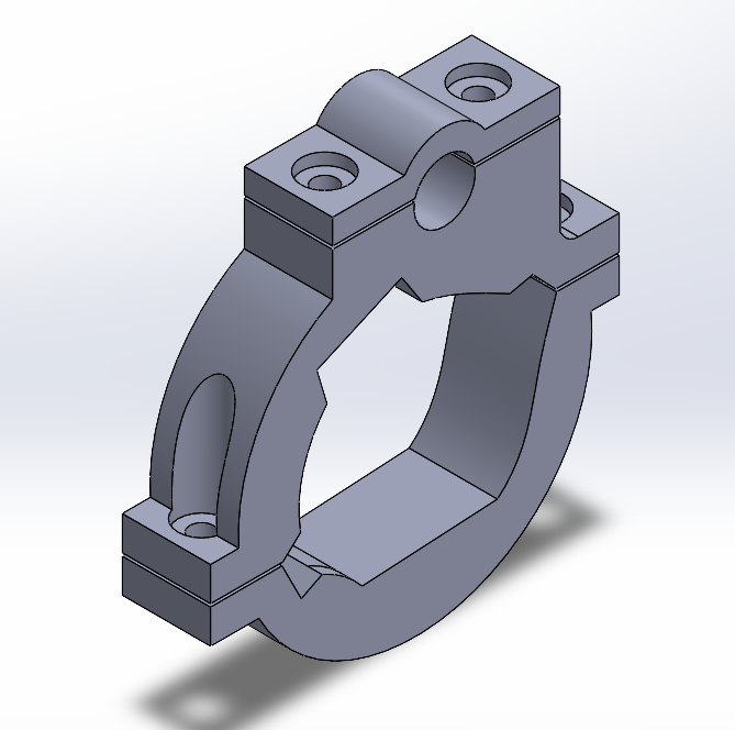 SolidWorks model of the column clamp with bolted caps