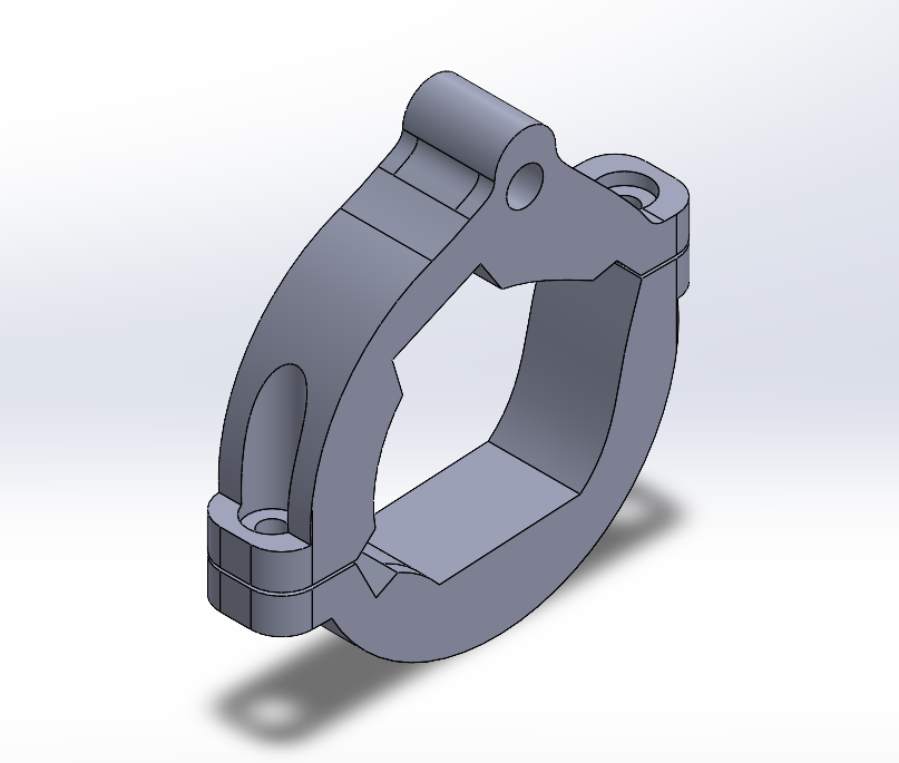 SolidWorks model of the clamp with linkage pivot mount